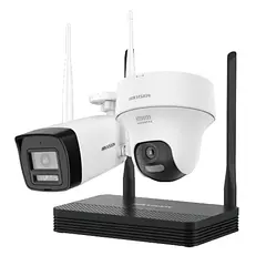 [DS-J142I/NKS424W02H] Hikvision - Kit IP Inalámbrico [4Mp] NVS 4 Canales Wi-Fi 1 Cámara Bullet Exterior + 1 Cámara Turret Interior 2.8 mm y Dual Light Audio Bidireccional Soporta Micro SD de 512 GB