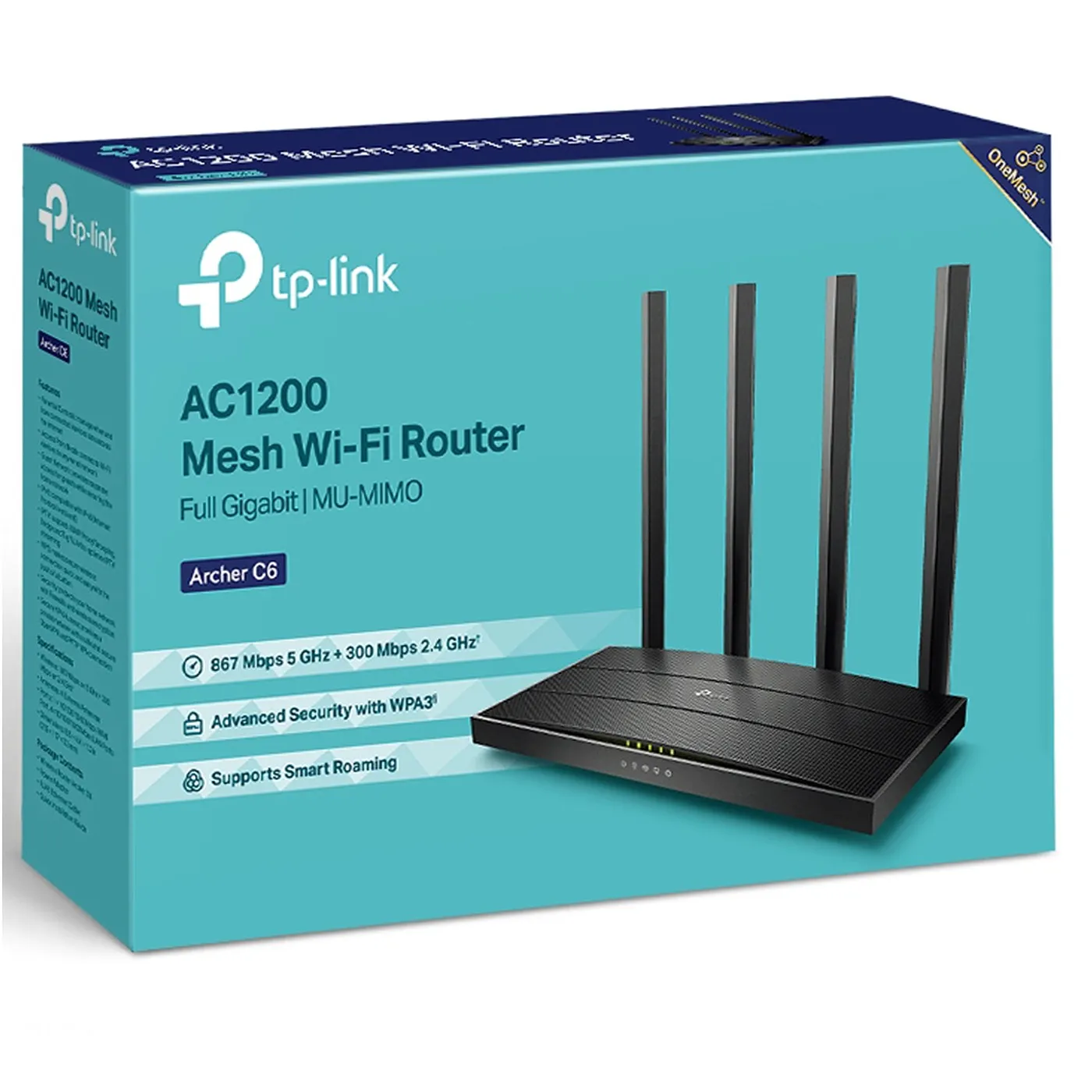 [C6-ARCHER] TP-Link - Router Inalambrico WiFi Doble Banda AC1200 MU-MIMO 4 Antenas