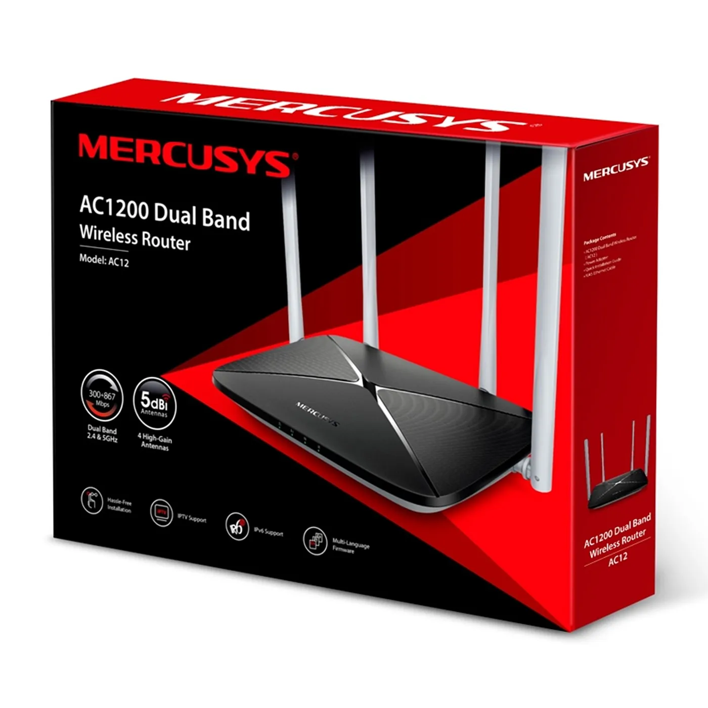 [AC12] Mercusys - Router Inalambrico WiFi Doble Banda AC1200 4 Antenas 5dBi