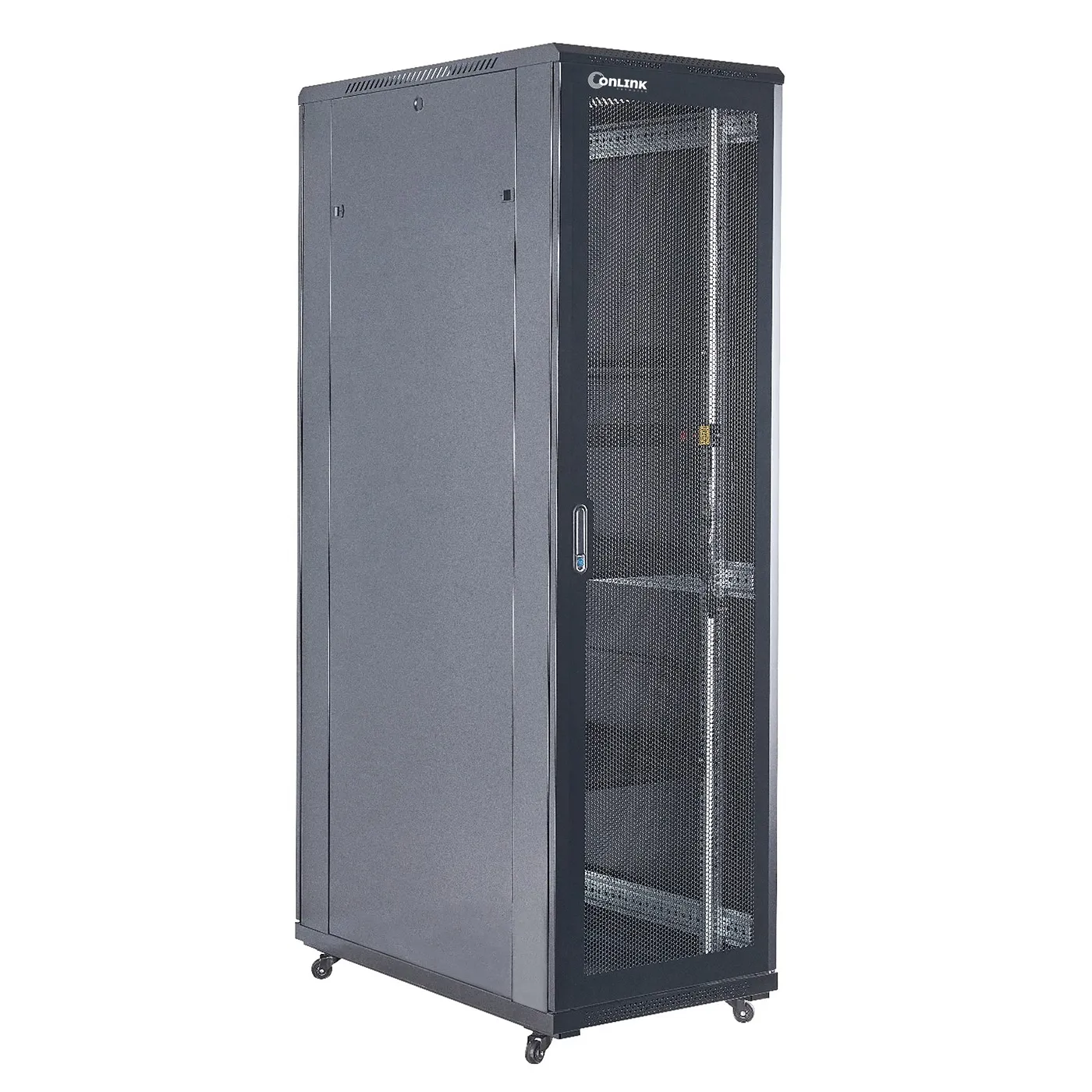 [A36837-MDM/600x800-BLACK] Onlink - Rack de Piso [37U] Cerrado 600x800x1832mm con Puerta Frontal de Malla y Doble Puerta Trasera de Malla [Negro]