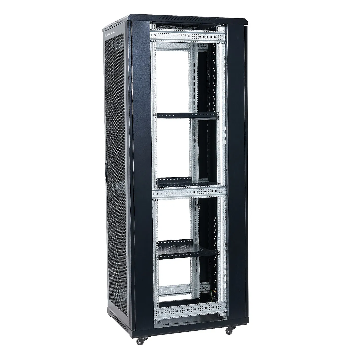 [A36837-MDM/600x800-BLACK] Onlink - Rack de Piso [37U] Cerrado 600x800x1832mm con Puerta Frontal de Malla y Doble Puerta Trasera de Malla [Negro]