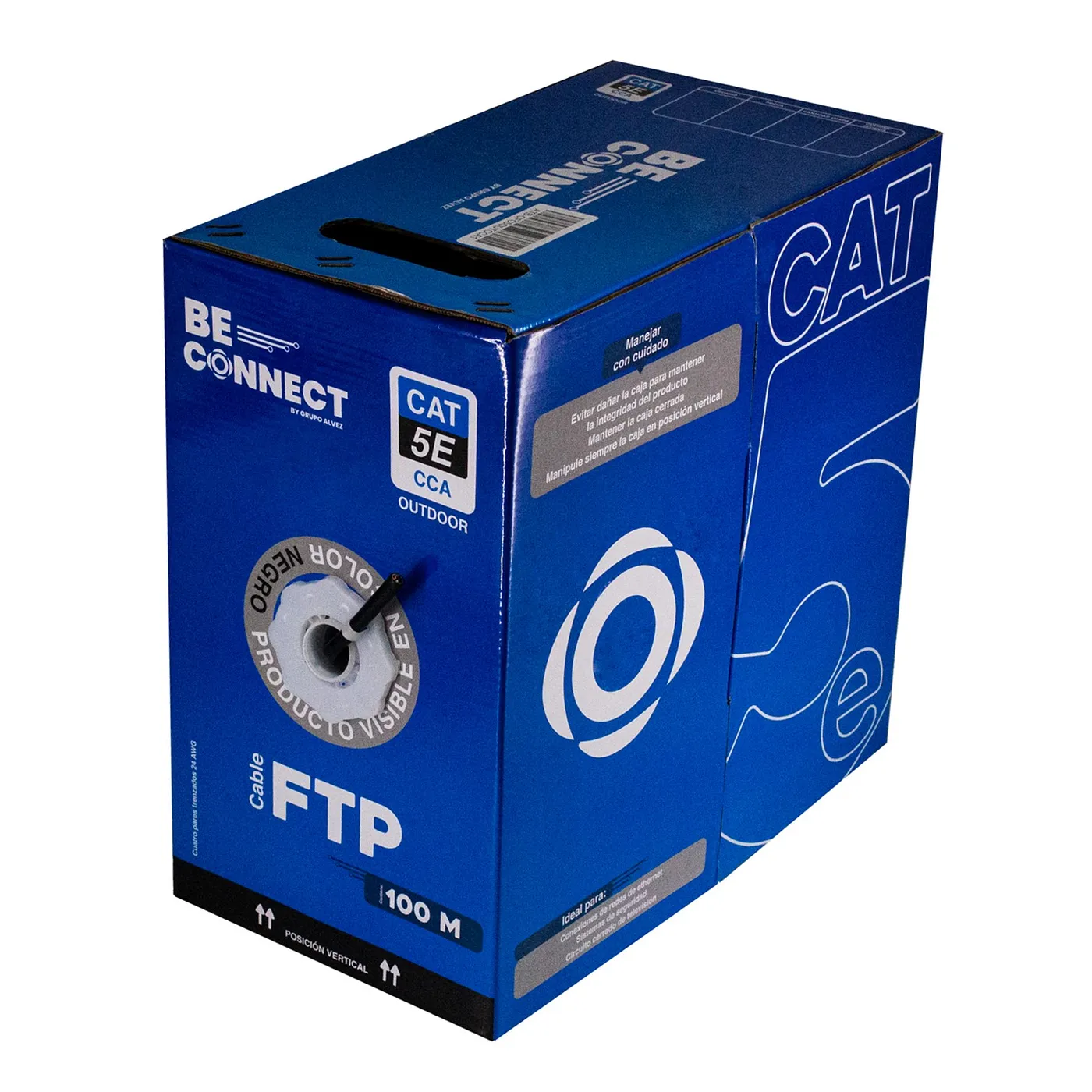 [ATB-CFC5OUTCCA1] Beconnect - Cable FTP Apantallado CAT5e (Categoria 5e) CCA Doble Chaqueta Exterior (Negro) [Bobina 100 Metros]