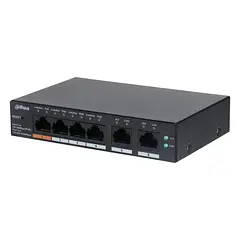[DH-CS4006-4ET-60] Dahua - Switch PoE de 6 Puertos Administrable 4 Puertos PoE 10/100 2 Puertos Uplink 10/100/1000 60W Totales Administrable en la Nube PoE Hasta 250 Metros Switching 4.8 Gbps Carcasa Metalica