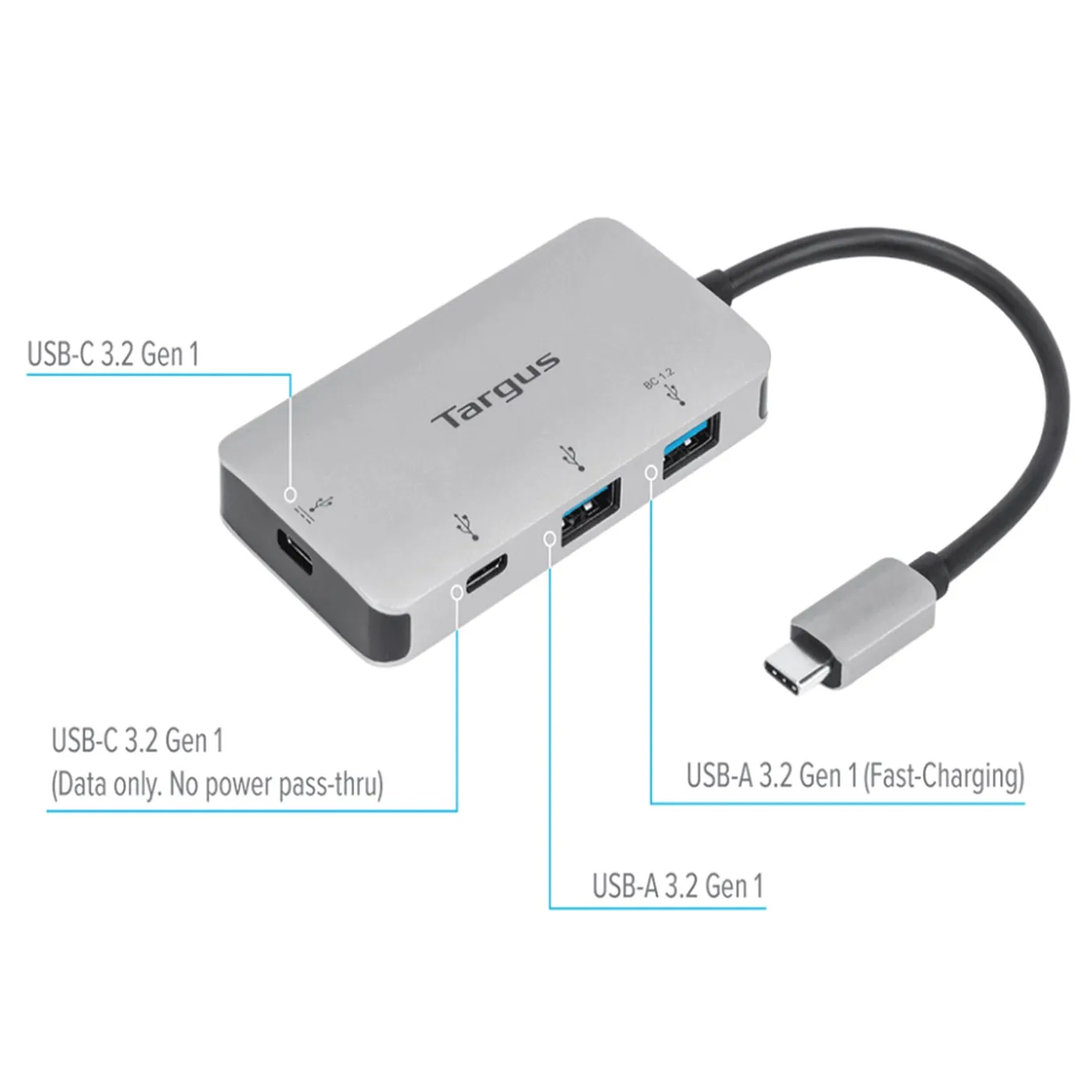 [ACH228USZ] Targus - Adaptador MultiPuerto Hub con 2x Puertos USB-A y 2x Puertos USB-C con 100W