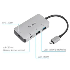 [ACH228USZ] Targus - Adaptador MultiPuerto Hub con 2x Puertos USB-A y 2x Puertos USB-C con 100W