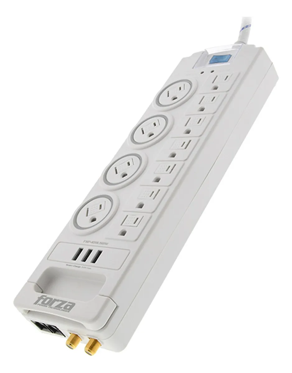 [FSP-1011USBW] Forza - Regleta Protector de Voltaje 1750W [11] x NEMA 5-15R + USB + RJ45 + Coaxial 120V/240V