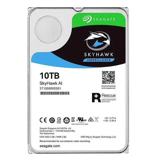 [060785] [ST10000VE001] Seagate - Disco Duro Skyhawk AI SATA III 10Tb 7200 rpm Cache 256Mb 3.5" Videovigilancia