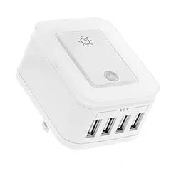 [FWT-4012USB] Forza - Protector + Estación de Carga Integral con 4 Puertos USB 5V 24W con Luz Nocturna
