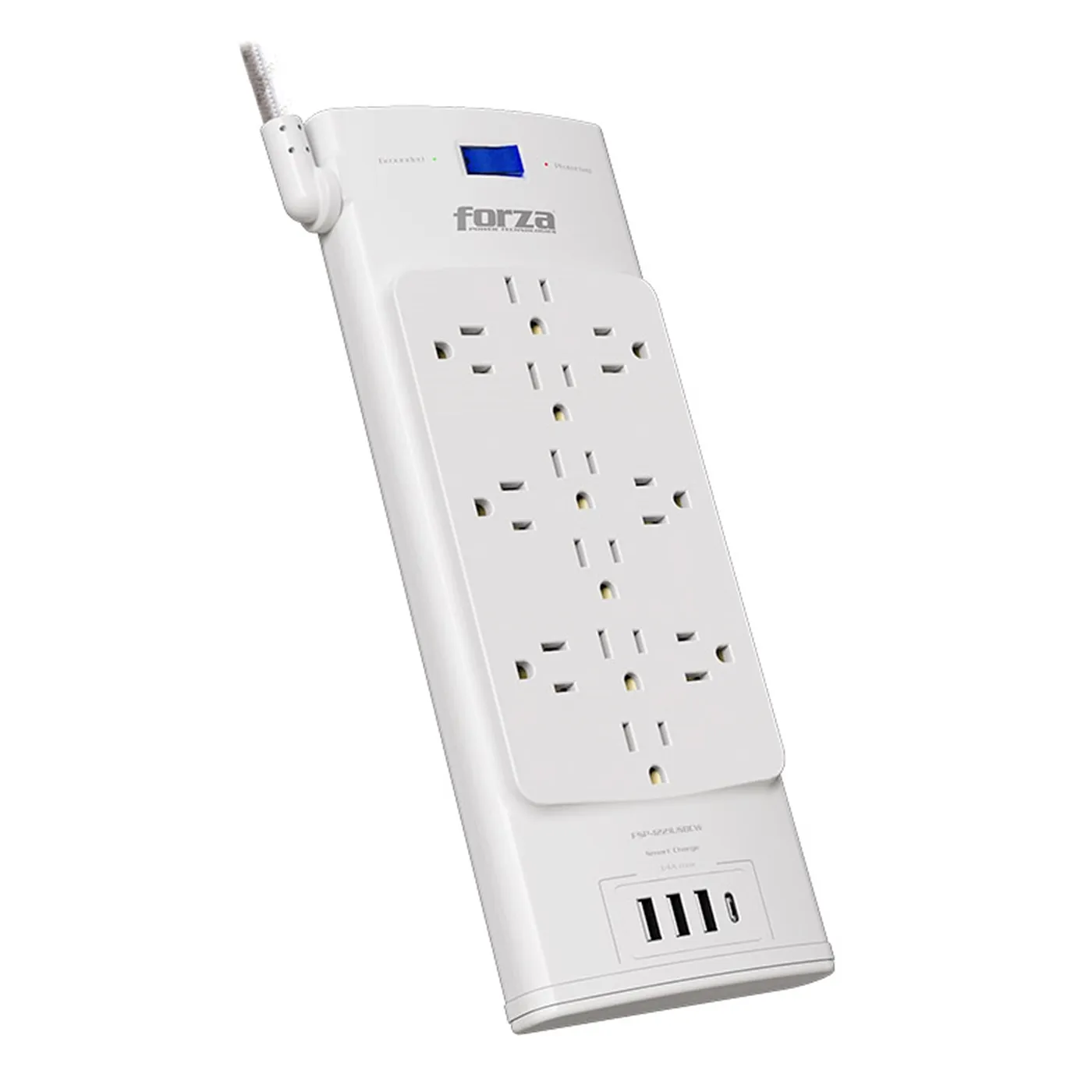 [FSP-1221USBCW] Forza - Protector de Voltaje 1625W/2700J 110V/240V [12] Tomas + [3] USBA + [1] USBC