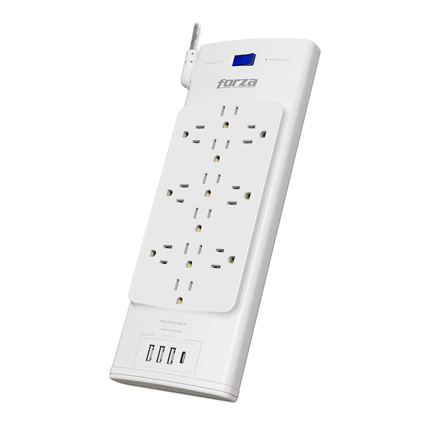 [FSP-1221USBCW] Forza - Protector de Voltaje 1625W/2700J 110V/240V [12] Tomas + [3] USBA + [1] USBC