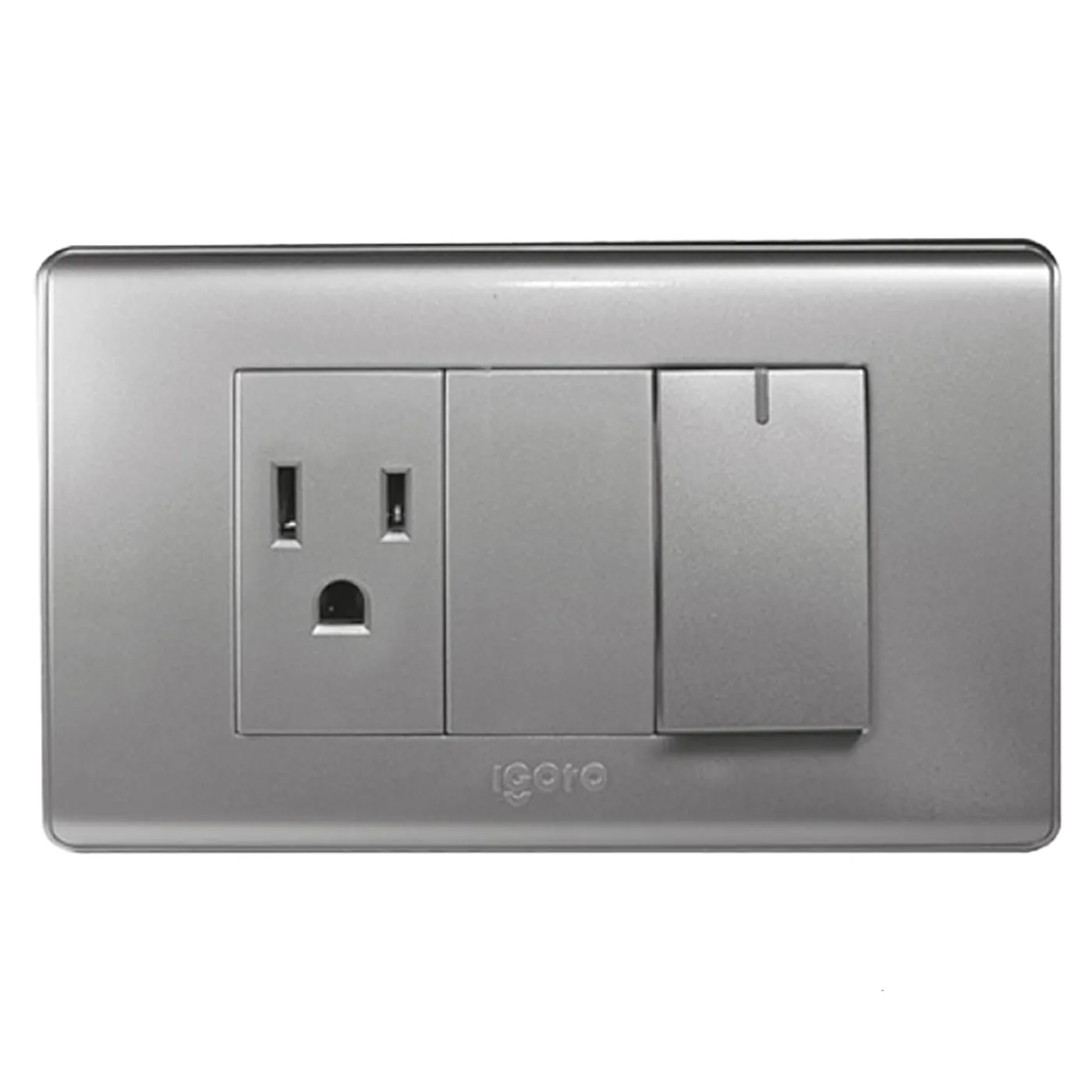 [A2036-S] Igoto - Interruptor Simple + Toma Corriente Serie A [Plata]