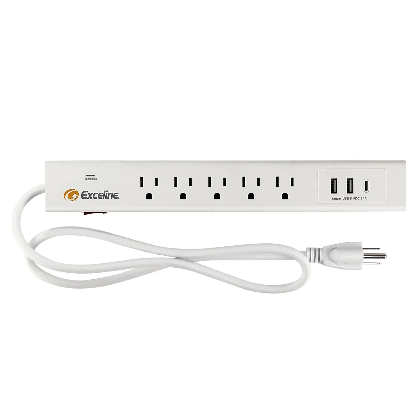 [GMT-5R3U-C] Exceline - Regleta con Puertos USB C y A con Cable