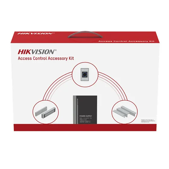 [090243] [DS-KAS-7M01] Hikvision - Kit de Accesorios para Control de Acceso Fuente 12 Vcd 2 A, Botón de Salida y Chapa Magnética 600 Lbs