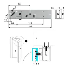 [DHI-ASF280U-V1] Dahua - Bracket Base o Soporte Tipo U para Cerradura Magnetica de 600 Lbs (280 Kgs) Compatible con DHI-ASF280A-V1