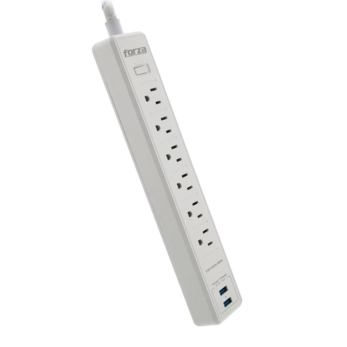 [FSP-612USBW] Forza - Regleta Protector de Voltaje 1680W [6] x NEMA 5-15R Enchufe Plano 120V/240V
