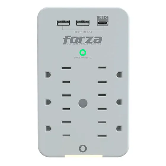 [FWT-631USBC] Forza - Toma Corriente Protector de Voltaje 1875W [6] x NEMA 5-15R + USB 120V