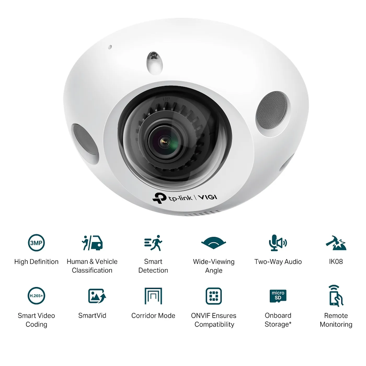 [C230I-Mini-2.8] Vigi by TP-Link - Cámara IP Alta Definición [3Mp] Tipo Domo con IR con Audio [Lente 2.8mm]
