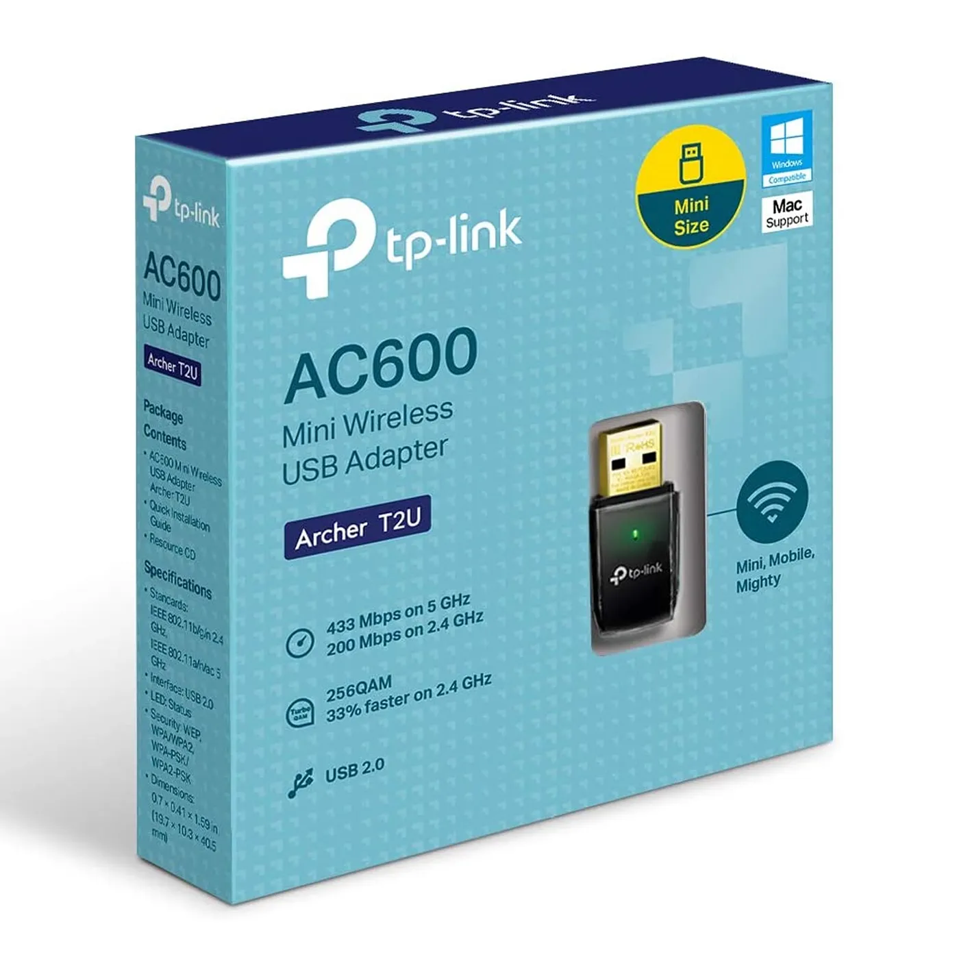 [T2U-ARCHER] TP-Link - Adaptador USB Inalambrico WiFi Doble Banda de Alta Ganancia AC600