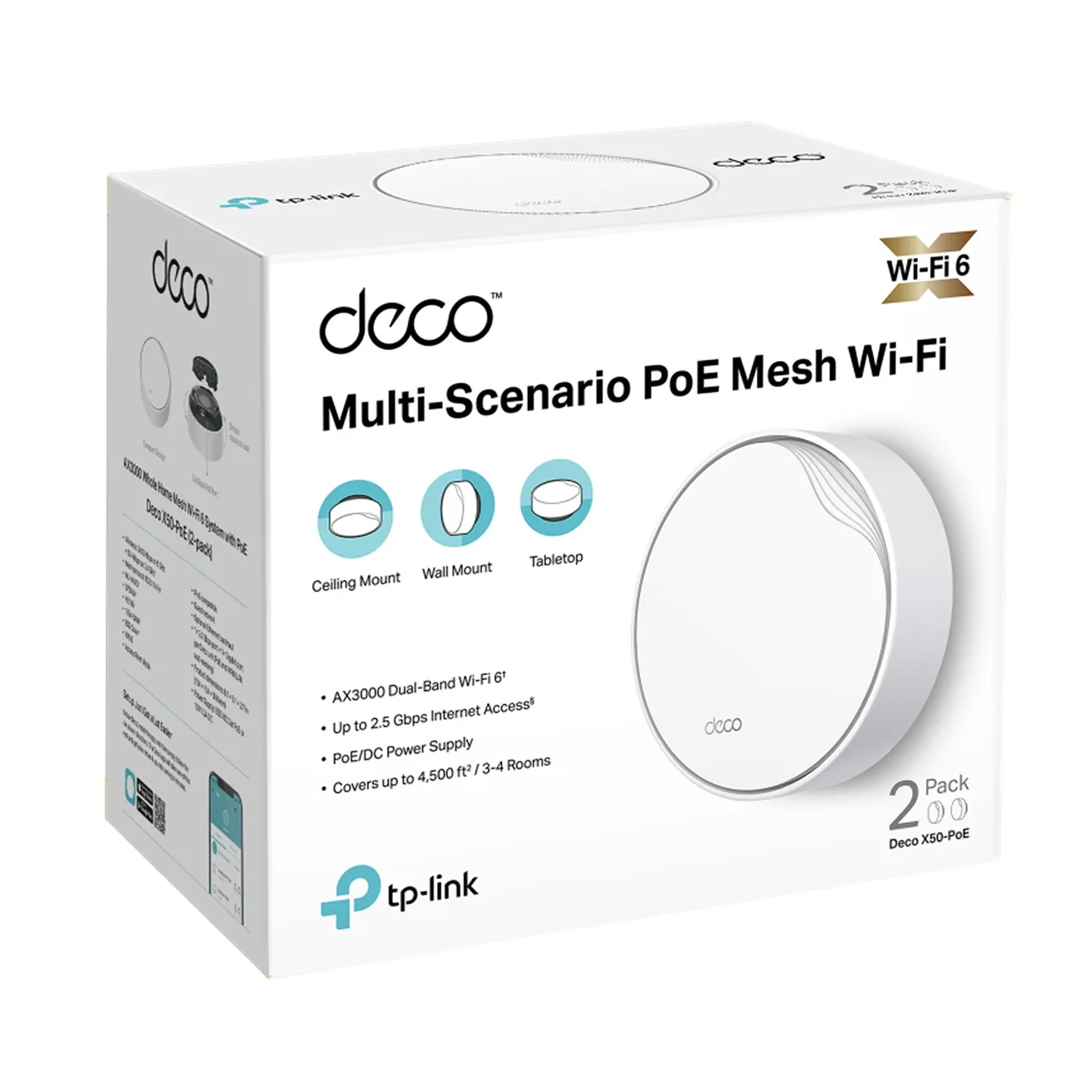 [DECO-X50-POE-2PACK] TP-Link - Router Inalambrico WiFi Mesh Doble Banda AX3000 WiFi6 con POE [2 Unidades]