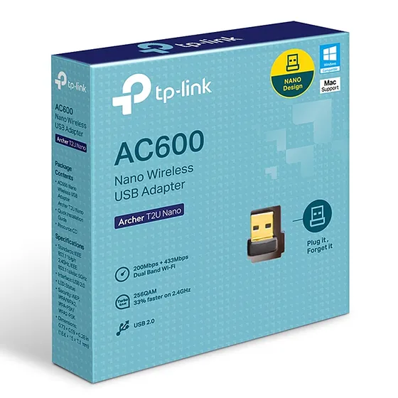 [020639] [T2U-NANO-ARCHER] TP-Link - Adaptador USB Inalambrico WiFi Doble Banda de Alta Ganancia AC600 