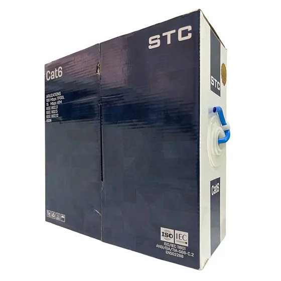 [020663] [STC-CAT6-100B] STC- Cable UTP CAT6 (Categoria 6) CCA Interior (Azul) [Caja 100 Metros]