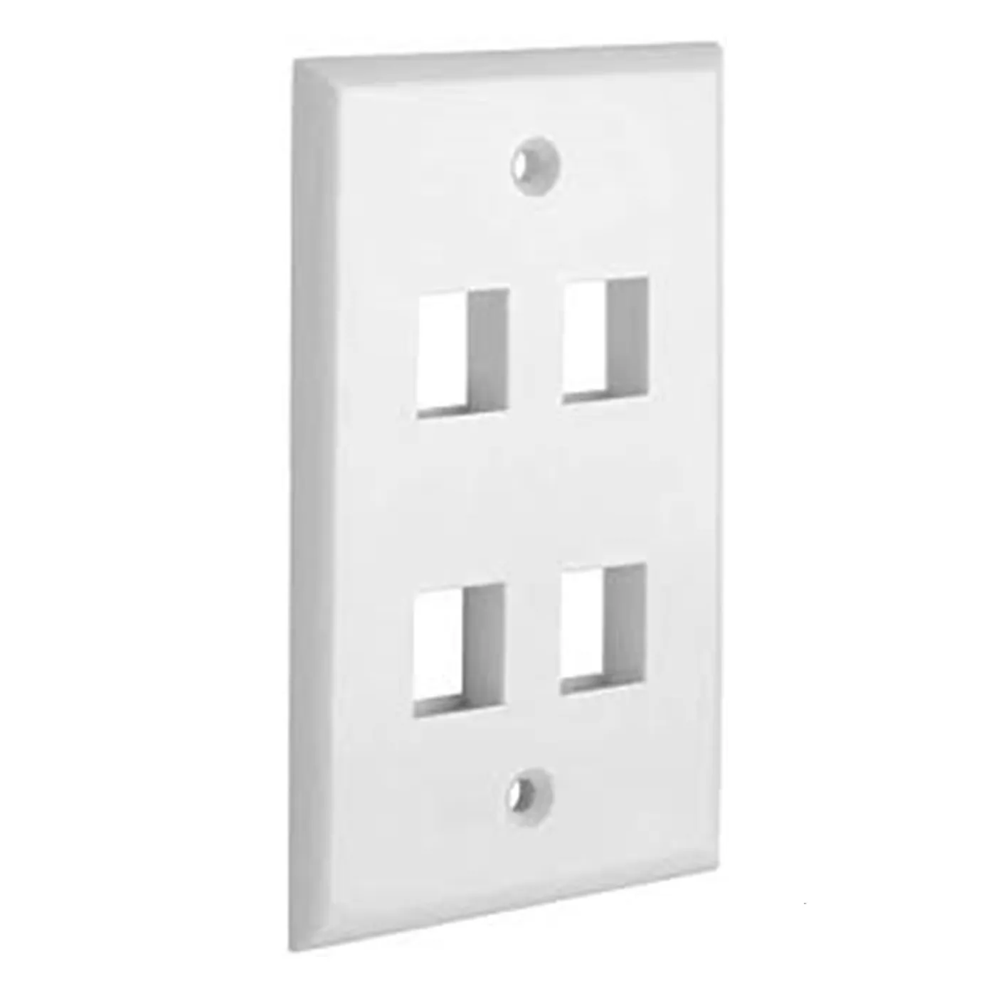 [STC-FP04] STC- Face Plate Placa Frontal de Pared para Keystone 4 Puertos Blanco [Unidad]