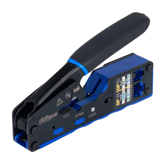 [021922] [DH-PFM914] Dahua - Herramienta Crimpeadora de Terminado y Corte de Conectores RJ45 y RJ11 Pass Trough Multifuncion Cortador y Pelador de Cable Fabricada en Acero A3 Mango Ergonomico PP y TPR