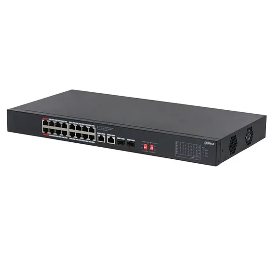 [021959] [DH-S3220-16GT-240] Dahua - Switch PoE para Montaje en Rack de 20 Puertos con 16 Puertos PoE (Gigabit) 2 Puertos Uplink (Gigabit) y 2 Puertos SFP (Gigabit) Carcasa Metálica Total PoE 240W [No Administrable]