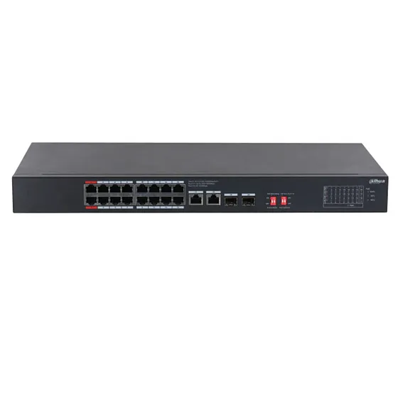 [021959] [DH-S3220-16GT-240] Dahua - Switch PoE para Montaje en Rack de 20 Puertos con 16 Puertos PoE (Gigabit) 2 Puertos Uplink (Gigabit) y 2 Puertos SFP (Gigabit) Carcasa Metálica Total PoE 240W [No Administrable]