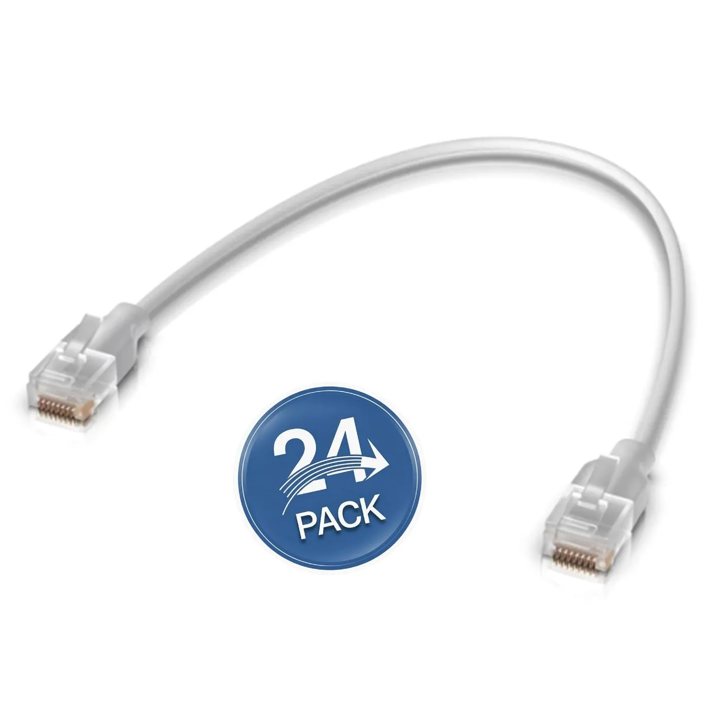 [UACC-Cable-Patch-EL-0.15M-W-24] Ubiquiti - Patchcords UniFi Etherlighting de 15 cm hasta 2.5G Conector RJ45 Transparente para Mejores Efectos de Luz con Switches USW PRO MAX [24 Unidades]