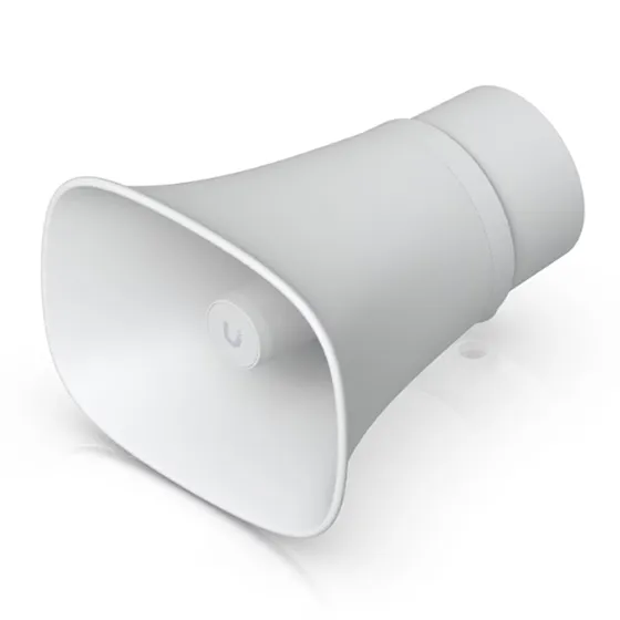 [061606] [UP-AI-Horn-Speaker-W] Ubiquiti - Corneta UniFi Protect AI Horn Altavoz IP 120 dB PoE+ Alerta AI Avanzada Montaje Pared Esquina y Poste IP66 [Blanco]