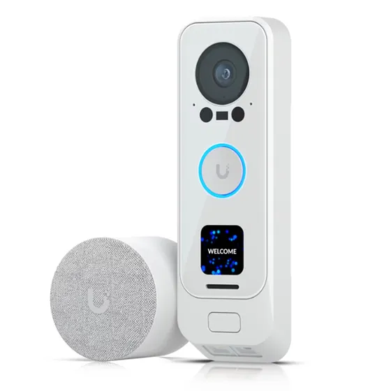 [090340] [UVC-G4 Doorbell Pro PoE Kit-White] Ubiquiti - Timbre UniFi Premium con PoE Integrado y Timbre PoE Incluido Audio Bidireccional para Instalación plug-and-play UniFi Protect iOS y Android [Blanco]
