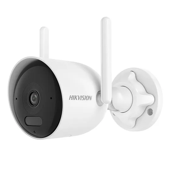 [011334] [DS-2CFW04(2.8mm)] Hikvision - Cámara Bullet IP Wi-Fi 6 2K [4MP] Luz Híbrida 30 mts IR + 30 mts Luz Blanca Audio Bidireccional Detección Humano/Vehículo Exterior IP66 H.265 Alcance Wi-Fi hasta 120 mts Puerto RJ45 Lente 2.8mm 124°