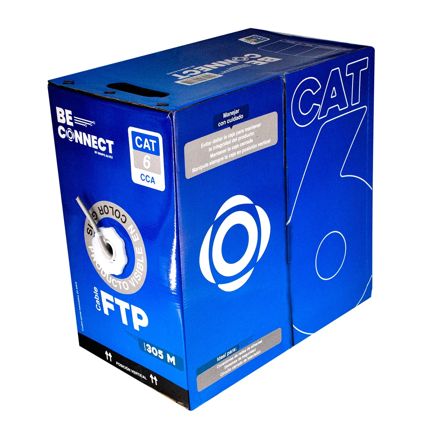 [021201] [ATB-CFC6INDCCA3] Beconnect - Cable FTP Apantallado CAT6 (Categoria 6) CCA Interior (Gris) [Bobina 305 Metros]