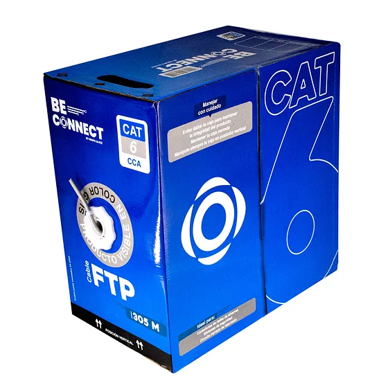 [021201] [ATB-CFC6INDCCA3] Beconnect - Cable FTP Apantallado CAT6 (Categoria 6) CCA Interior (Gris) [Bobina 305 Metros]