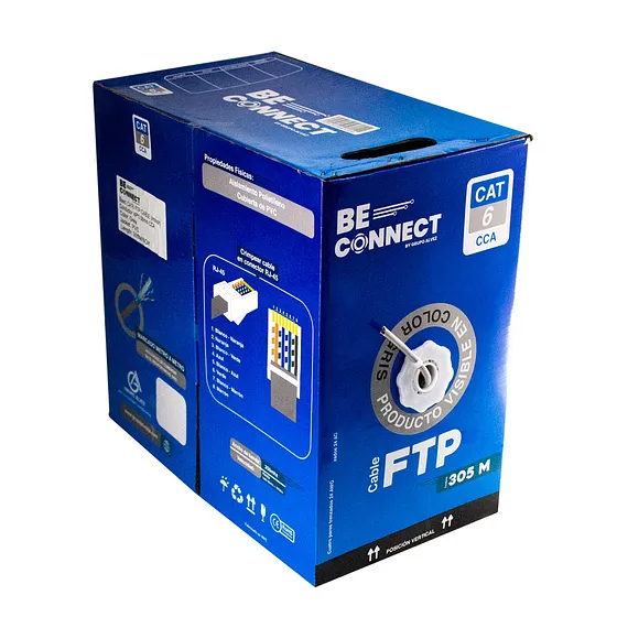 [021201] [ATB-CFC6INDCCA3] Beconnect - Cable FTP Apantallado CAT6 (Categoria 6) CCA Interior (Gris) [Bobina 305 Metros]