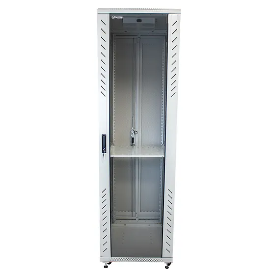 [022066] [AS6842-VDM/600x800-RAL7035] Onlink - Rack de Piso [42U] Cerrado 600x800x2054mm con Puerta Frontal de Vidrio y Doble Puerta Trasera de Malla [Gris Luminoso]