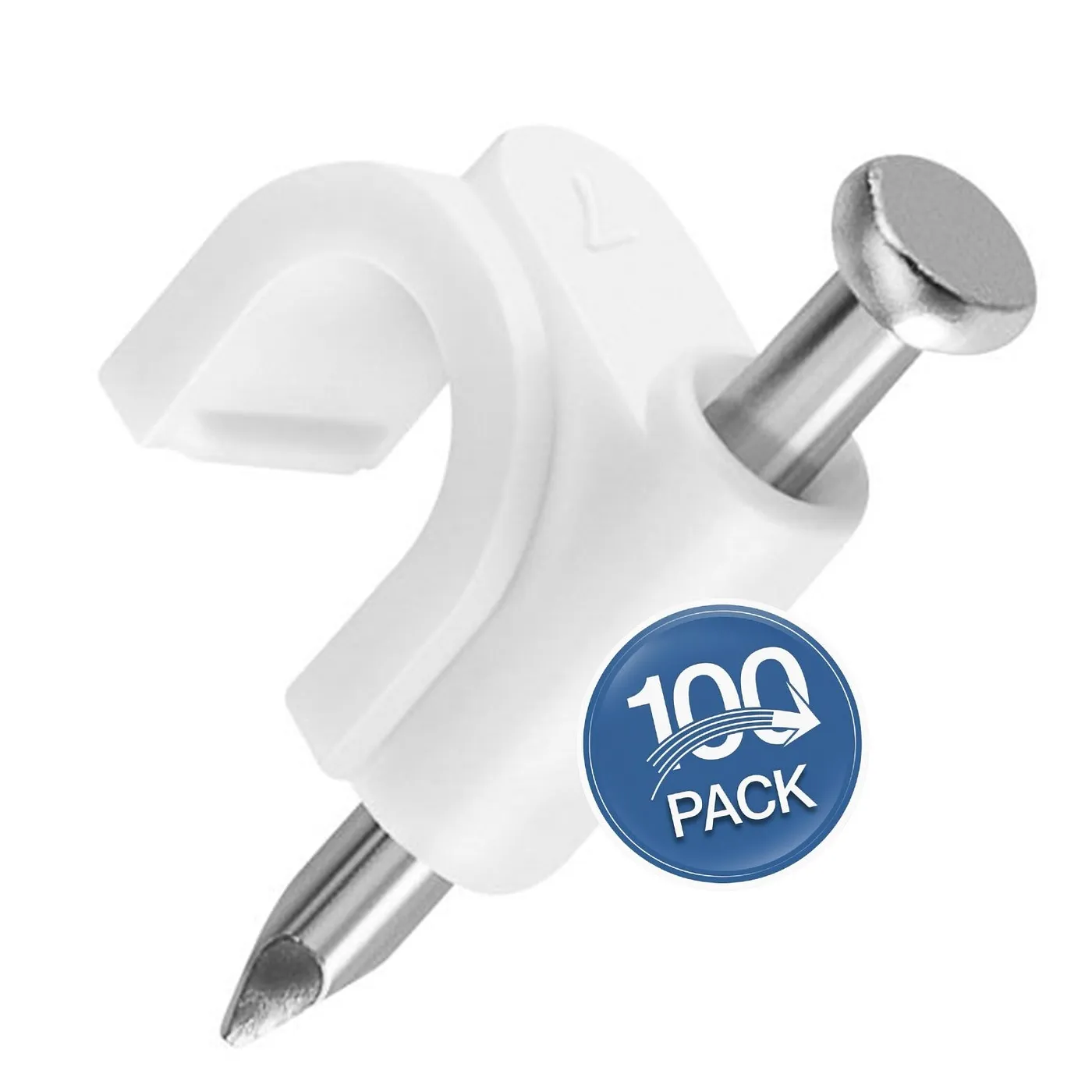 [070919] [WP-GPCR-10] Wireplus - Grapa Plástica Fija Cables Redonda de 10mm [Blanco] [100 Unidades]