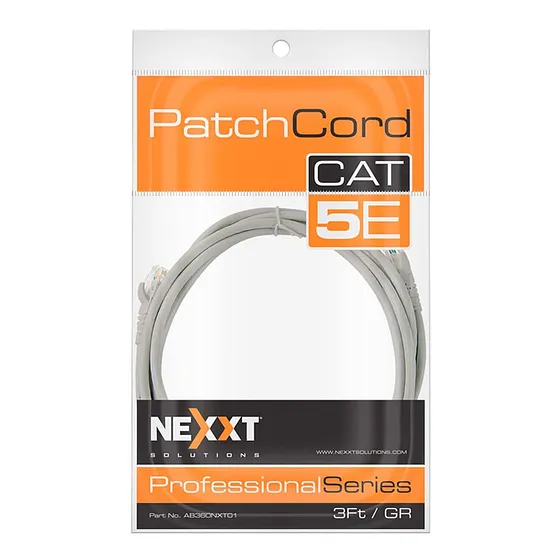 [021706] [AB360NXT34] Nexxt - Patch Cord UTP Multifilar CAT5e (Categoria 5e) 24AWG Revestimiento CM (Gris) [4M/14ft] [Unidad]