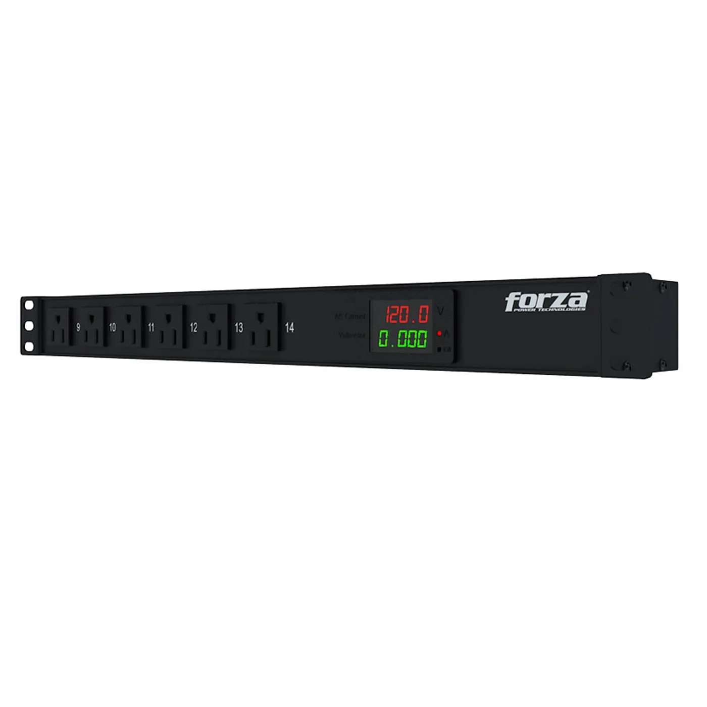 [021230] [FPD-1411M1U] Forza - Regleta Inteligente PDU para Rack Medible 1800W, 14 tomas, 1U, 110V