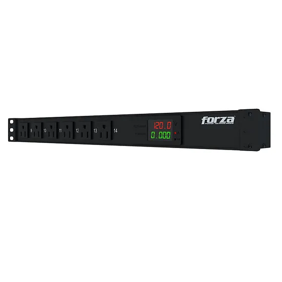 [021230] [FPD-1411M1U] Forza - Regleta Inteligente PDU para Rack Medible 1800W, 14 tomas, 1U, 110V