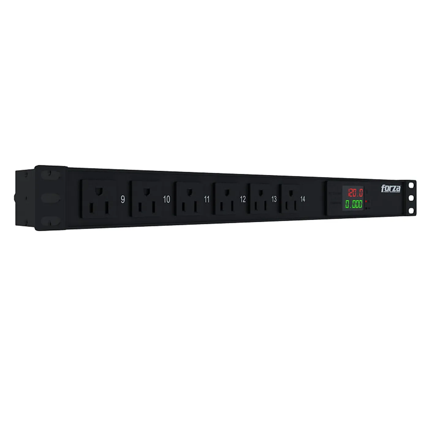 [021230] [FPD-1411M1U] Forza - Regleta Inteligente PDU para Rack Medible 1800W, 14 tomas, 1U, 110V