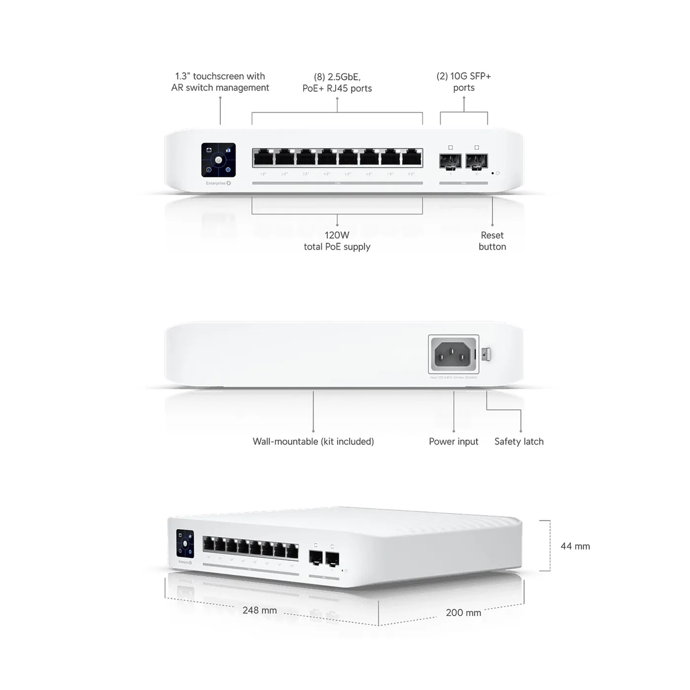 [021366] [USW-Enterprise-8-PoE] Ubiquiti - Switch Enterprise 8 PoE Conmutador PoE Multi-Gigabit de capa 3 gestionado de 8 Puertos