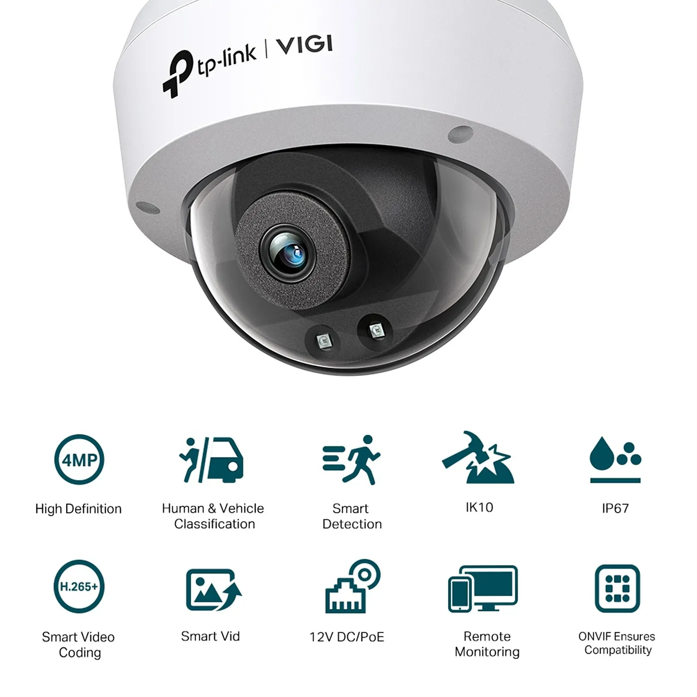 [010982] [C240I-2.8] Vigi By TP-Link - Cámara IP Alta Definición [4Mp] Tipo Domo con IR PoE y 12V IP67 [Lente 2.8mm]