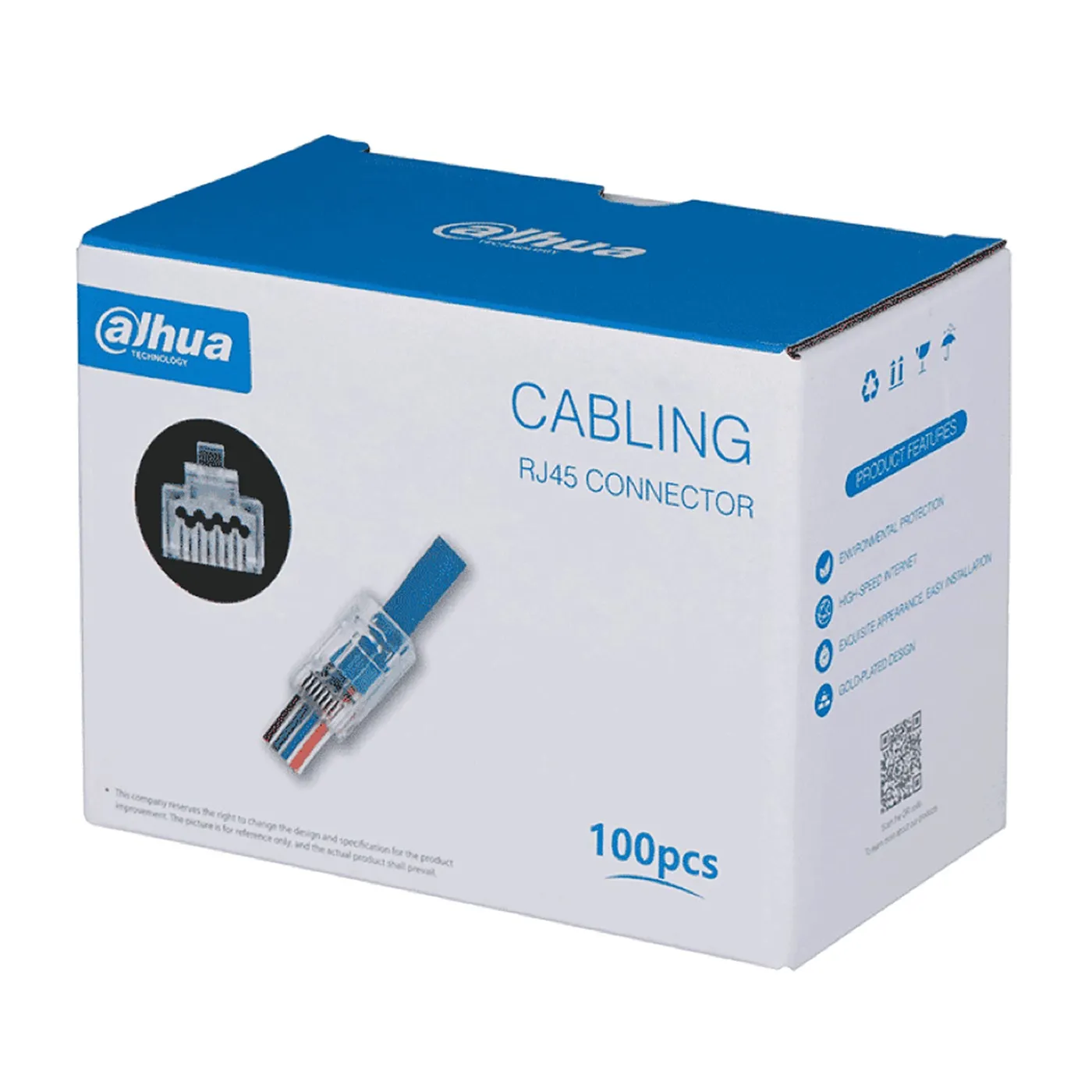 [021695] [DH-PFM976-630-PT] Dahua - Conector RJ45 Pasante CAT6 (Categoria 6) 3U 21 AWG a 23 AWG [100 Unidades]