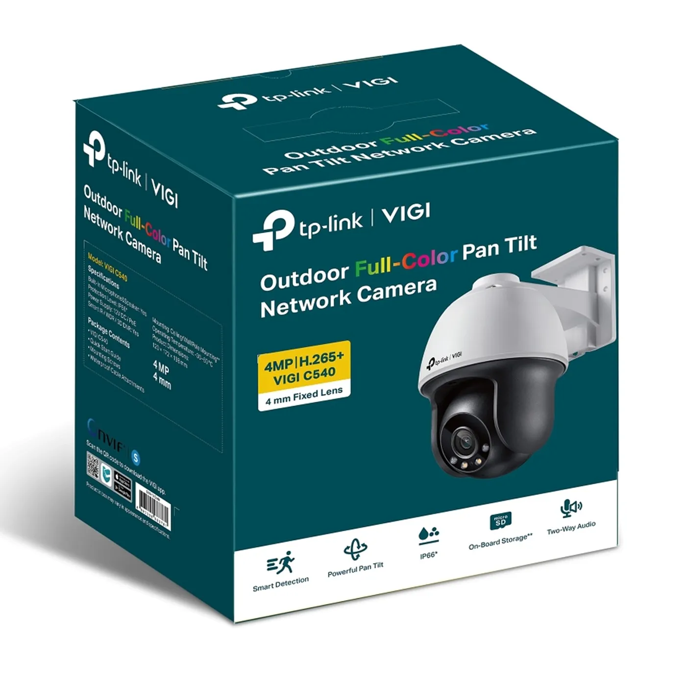 [010825] [C540-4] Vigi by TP-Link - Cámara IP PT Alta Definición [4Mp] Full Color con Audio PoE y 12V IP66 [Lente 4mm]