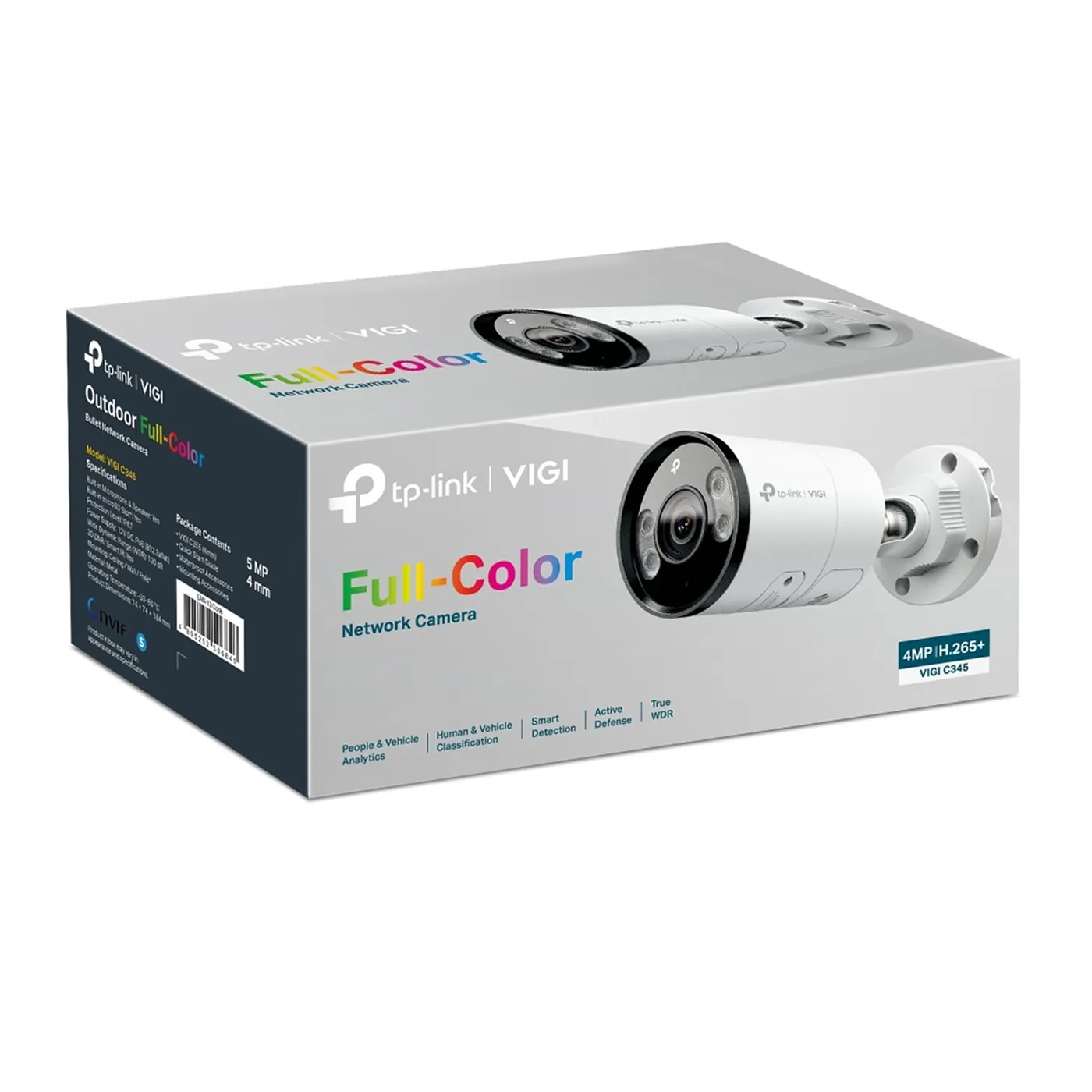 [010830] [C345-2.8] Vigi by TP-Link - Cámara IP Alta Definición [4Mp] Tipo Bullet Full Color con Audio PoE y 12V IP67 [Lente 2.8mm]