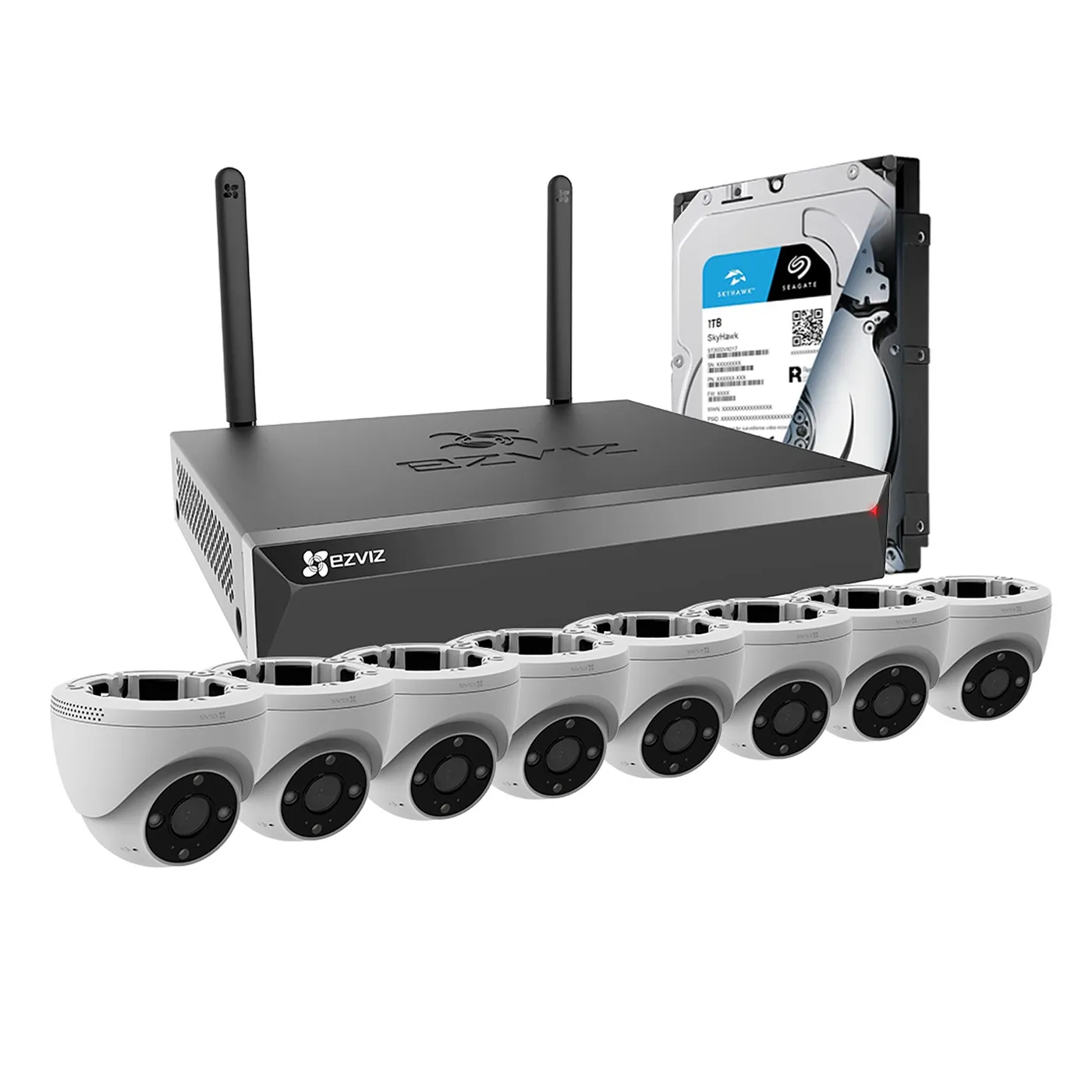 [010877] [KITCAM17] Ezviz - Kit Cámaras de Seguridad Inalambricas 8CH NVR X5S + 8 Domo H4 HD [3MP] + 1Tb