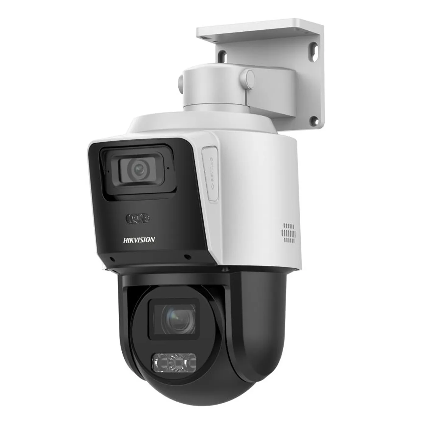 [011137] [DS-2SE3C404MWG-E/14] Hikvision - [TandemVu] PTZ IP [4Mp] con Cámara Panoramica [4Mp] 4X Zoom Dual Light (40 mts IR + 30 mts Luz Blanca) ACUSENSE IP66 PoE+ DARKFIGHTER Micro SD Incluye Base para Techo o Pared
