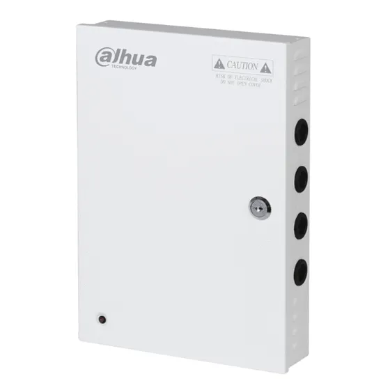 [011162] [DH-PFM343-19CH] Dahua - Fuente de Poder Centralizada de 12V 20A con Distribuidor para 19 Camaras Indicadores Led por Canal Voltaje de Entrada de AC90V-264V Fusibles Intercambiables Gabinete Metalico con Cerradura Protección Contra Descargas